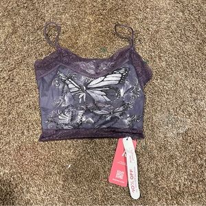 NWT Graphic Lace Trim Cami